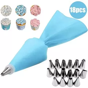 1SET Pastry Bag and Stainless Steel Cake Nozzle Kitchen Accessories For Decorating Bakery Confectionery Equipment