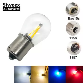 1X1156 BA15S 1157 BAY15D BAU15S Автомобильный светодиодный 2 COB Лампа накаливания указателя поворота Задний парковочный фонарь заднего хода 12 В постоянного тока Белый Теплый белый