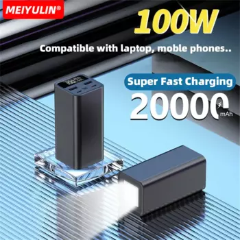 20000 мАч 100 Вт Power Bank Большая емкость USB C 22,5 Вт Внешний запасной аккумулятор Мини Быстрое зарядное устройство Powerbank для ноутбука iPhone Samsung