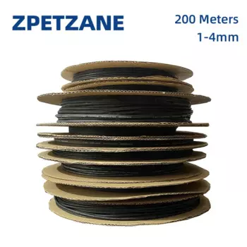 200 метров 2:1 Полиолефиновая термоусадочная трубка, Изоляционная трубка для кабеля, черная, диаметр 1/1, 5/2/2, 5/3/4 мм