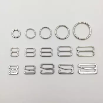 200 шт ( 100 комплект ) никель и черных бюстгальтер металл кольца и ползунки 6 mm / 8 мм внутри размер