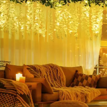 Светодиодная фотовспышка 2 метра, искусственные листья, цветок из ротанга, домашние рождественские аксессуары, украшение для свадьбы, гостиной, детской комнаты, сада «сделай сам»