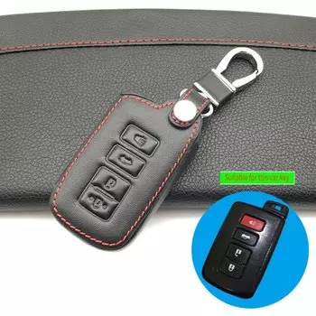 2018 чехол для ключей из натуральной кожи брелок чехлы держатель для Toyota Highlander RAV4 Camry ключ для Toyota Camry, Avalon, Corolla 4 кнопки смарт-ключи