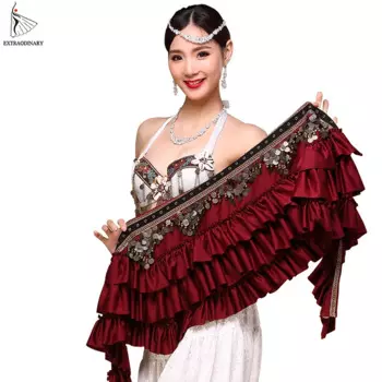 2018 New Women Belly Dance Hip Scarf Belly Belt Dancing Wrap Coins Bellydance Tribal Clothes Gypsy Costume Accessories 3 Color