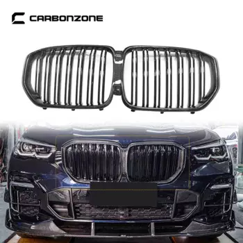 2019 MP Style Carbon Fiber Double Line Grill Air Intake for BMW X5 G05 Front Bumper Kidney Grille Styling Decorative Accessories