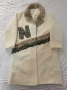 2020 Новое Женское шерстяное пальто из 100% овечьего меха, шерстяная куртка, брендовые бежевые длинные меховые пальто