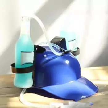 2021 New Hot Lazy lounge Beer Soda Guzzler Helmet Drinking Hat Birthday Party Cool Unique Toy Handsfree Drink Toy Miner Hat