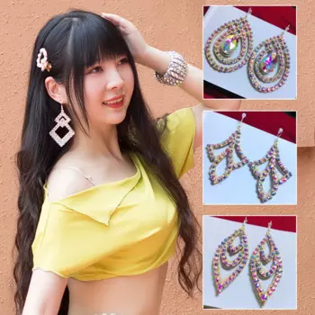 2021 Novelties 6 Style Belly Dance Jewelry Oriental Dance Costume Accessories Fashion Shining Rhinestones Earrings For Women
