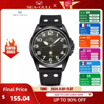 2021 Новые мужские наручные часы Seagull Спортивные автоматические механические водонепроницаемые военные часы Army One Official Authentic 811.93.6107
