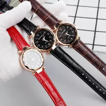 2022 модные звезды женские часы светящиеся очаровательные маленькие точки часы кожаный ремешок роскошные женские часы relogio feminino