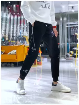 2022 мужские спортивные вельветовые повседневные длинные брюки с черепом Стразы облегающие брюки KZ723