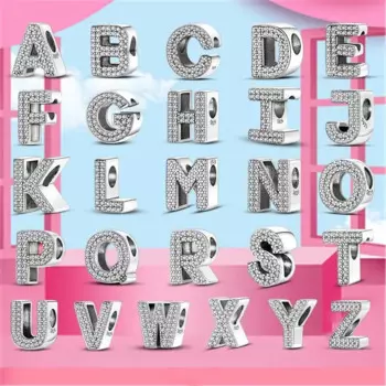 2022 New Letter A-Z 925 Silver 26 English Letters Charm Bead Fit Original Brand Bracelet DIY Silver Jewelry Making