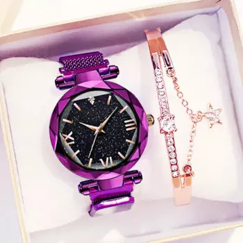 2022 НОВЫЙ БРЕНД Звездное небо женские часы модные элегантные магнитные пряжки Vibrato фиолетовые Золотые женские наручные часы роскошные женские часы