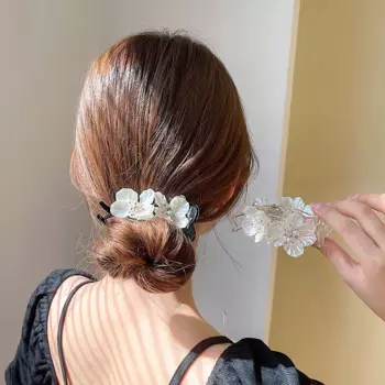 2022 The New Summer Double Flower Hair Clips Women's temperament ponytail clip Hair Accessories flowers Hair Clips headdress