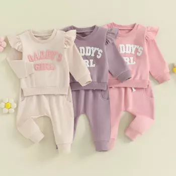 2023-09-27 Lioraitiin Женская одежда для маленьких девочек Daddys свитшот с длинным рукавом и круглым вырезом, топ, повседневные брюки