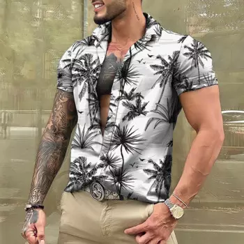 2023 Hawaiian Floral Shirt Mens 3D Print Summer Casual For Short Sleeve Beach Holiday Top Tee Oversized Clothing Sale