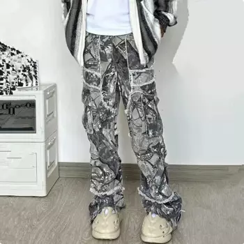 2023 Kanye Y2K уличная одежда мешковатые расклешенные джинсы-карго для мужчин одежда серые женские широкие длинные брюки Ropa Hombre