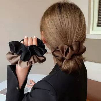 2023 Korean Woman Big Elegant Silk Elastics Hair Band Solid Color Scrunchies Hair Ties Ladies Ponytail Hold Hair Accessories