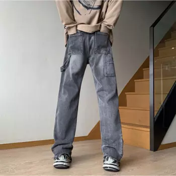 2023 модные джинсы для мужчин Y2k уличная одежда мешковатые джинсы мужские хип-хоп Молодежные брюки с перекрестными джинсами мужские брюки-кар