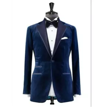 2023 Модные мужские синие куртки с вырезом на воротнике элегантный свадебный костюм Женская одежда однобортные блейзеры пальто