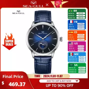 2023 Мужские автоматические часы Seagull из нержавеющей стали, женские механические наручные часы, деловые водонепроницаемые часы с сапфировым стеклом, часы 1135