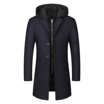 2023 Мужское шерстяное пальто, зимнее мужское толстое теплое пальто, высококачественное дизайнерское шерстяное пальто, мужское шерстяное пальто высокого качества с капюшоном