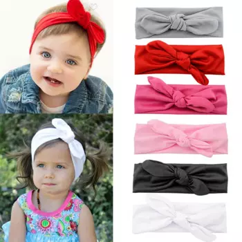 2023 New Baby Nylon Headband Newborn Soft Rabbit Bowknot Turban Hair Bands Children Girls Elastic Headwrap Kids Hair Accessories