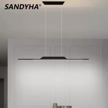 2023 New Minimalist Pendant Lights Long Aluminum Chandeliers for Dining Table Room Restaurant Coffee Bar Home Decor Hanging Lamp