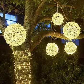 2023 New Year Decoration Christmas Fairy String Lights Outdoor 30CM LED Rattan Ball Garden Lights for Home Party Wedding Street
