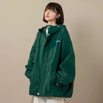 2023 повседневная темно-зеленая куртка женская одежда корейские шикарные весенние осенние пальто куртки-бомберы с капюшоном bd718