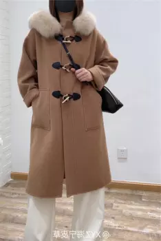 2023 шерстяное мех, женское теплое утолщенное шерстяное пальто с капюшоном из натурального меха, шерстяное пальто из искусственной шерсти S339