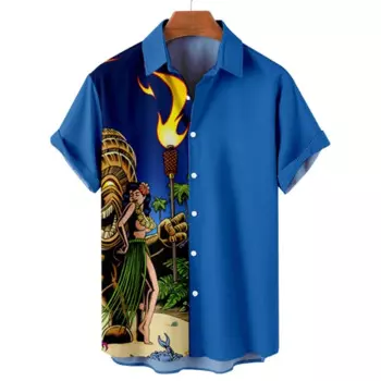 2023 Summer Coconut Shirts For Men Hawaiian Beach Vacation Short Sleeve Tops Casual Fashion De Hombre Clothing XL Retro Floral