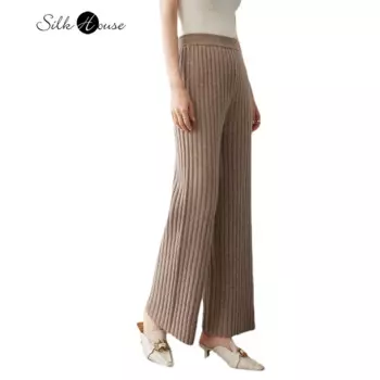 2023 Women's Fashion Autumn and Winter New Cashmere Wide Leg Pants 7-Pin Double Strand Thickened Knitted Straight Leg Pants