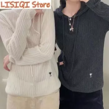 2023 Женская кашемировая Толстовка с вышивкой, женский кашемировый пуловер на осень и зиму, уличная свободная уникальная Толстовка с вышивкой