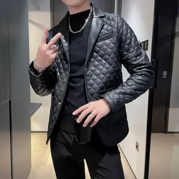 2023 зимний клетчатый теплый мужской пиджак с отворотом, Повседневная Деловая социальный костюм куртка, модная мужская парка, ветрозащитная куртка