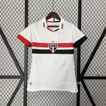 2024/25 женская домашняя белая быстросохнущая одежда Sao Paulo, тренировочная футбольная рубашка