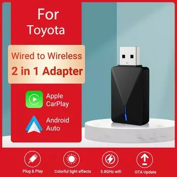2024 Acodo 2 в 1 беспроводной Android автомобильный адаптер Carplay беспроводной для Toyota RAV4 Camry Corolla Crown Highlander Tacoma Prius