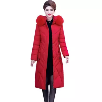 2024 элегантный тонкий женский зимний утепленный пуховик для мам Паркер Новая женская Свободная длинная куртка из утиного пуха OK1162