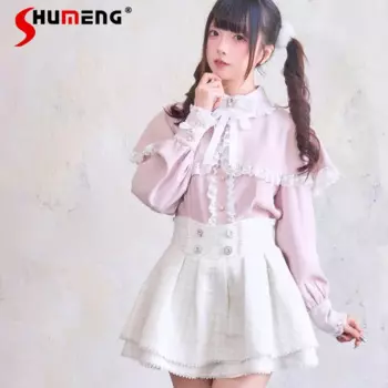 2024 Autumn And Winter New Japanese Lolita Tweed High Waisted Short Skirt Original Mine Series Mass-produced Rojita Pink Skirts