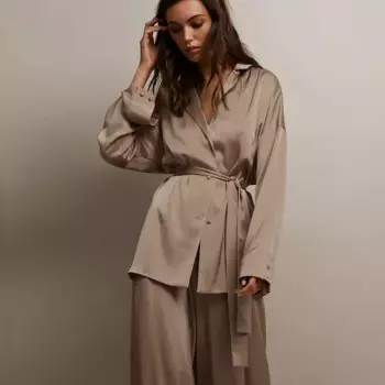 2024 Autumn and Winter New Pajamas Ice Silk Two-piece Pajamas Trousers Imitation Silk Simple French Home Clothes for Women