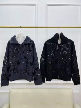 2024 B * C Тяжелая мохеровая Шерстяная Смесь, Женский трикотажный кардиган, куртка