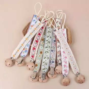 2024 Baby Embroidery Pacifiers Clips Infant Teether Toys Anti-drop Lace Pacifier Strap Dummy Holder Toddler Pacifier Accessories