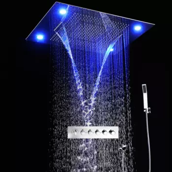 2024 Bathroom Accessories 32x24inch Spa Shower System LED Multi Mode Shower Head Faucet Set Thermostatic Valve Mixer Tap