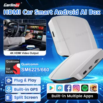 2025 CarlinKit HDMI видеовыход Android 13 CarPlay AI Box SM6225 8-ядерный Android авто беспроводной CarPlay Разделенный экран Смарт ТВ приставка