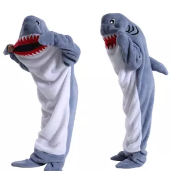 2024 Cartoon Animal Blanket Hoodie Shark Dolphin Whale Sleeping Bag Fleece Fluffy Blanket Pajamas for Children Adults