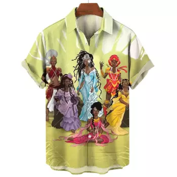 2024 Casual 3d Print Hawaiian Vintage Umbanda Men's Shirt Street Designer Short Sleeved Fashion Tops Clothing Loose Oversized