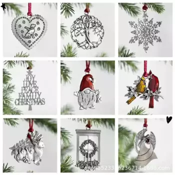 2024 Christmas Ball Retro Tree Snowflake Decoration Metal Iron Hollow Snowman Pendant Scene Arrangement Hanging Decoration