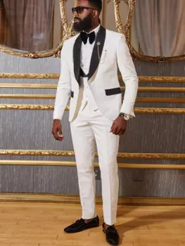 2024 Costume African Wedding for Men Slim Fit Custom Groom Tuxedo 3 Piece Formal Business Male Suit Jacket with Vest Pants 2023
