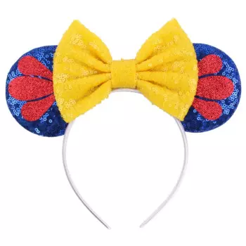2024 Festival Party Hair Accessories Mouse Ears Head Bands Snow-White Bow Knot Glitter Headbands For Kids Princess Hair Clips