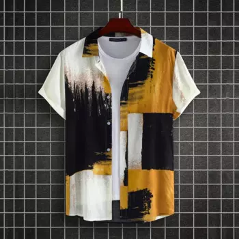2024 Гавайская Мужская Винтажная футболка в стиле пэчворк с коротким рукавом, мужская повседневная модная футболка большого размера, Мужская пляжная одежда